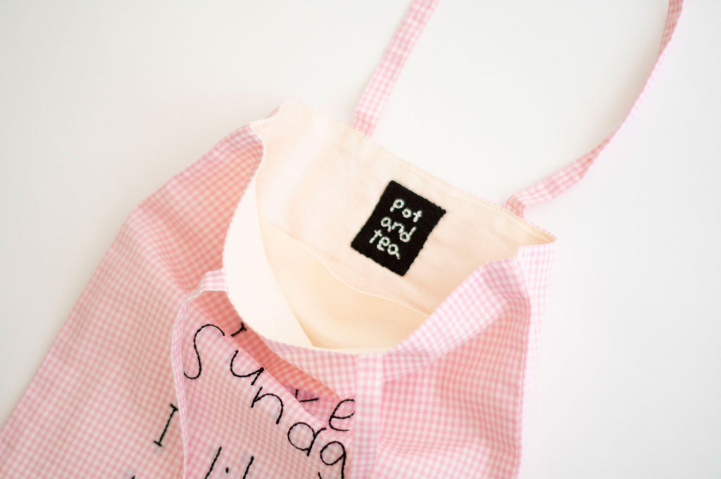 pot and tea チェック柄ハンド刺繍バッグ