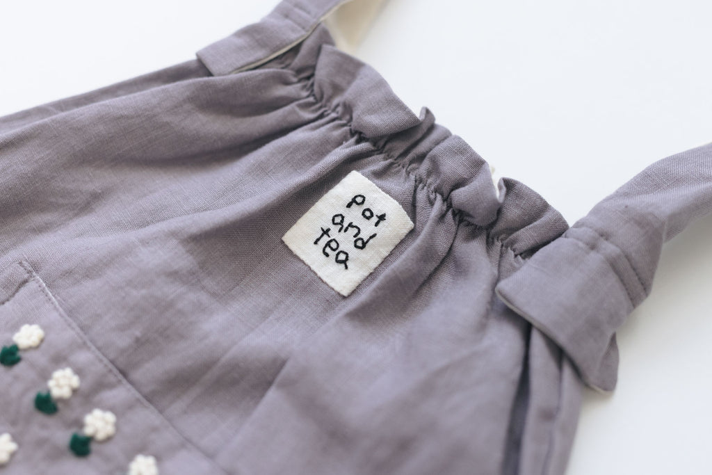 pot and tea リネン小花刺繍バッグ