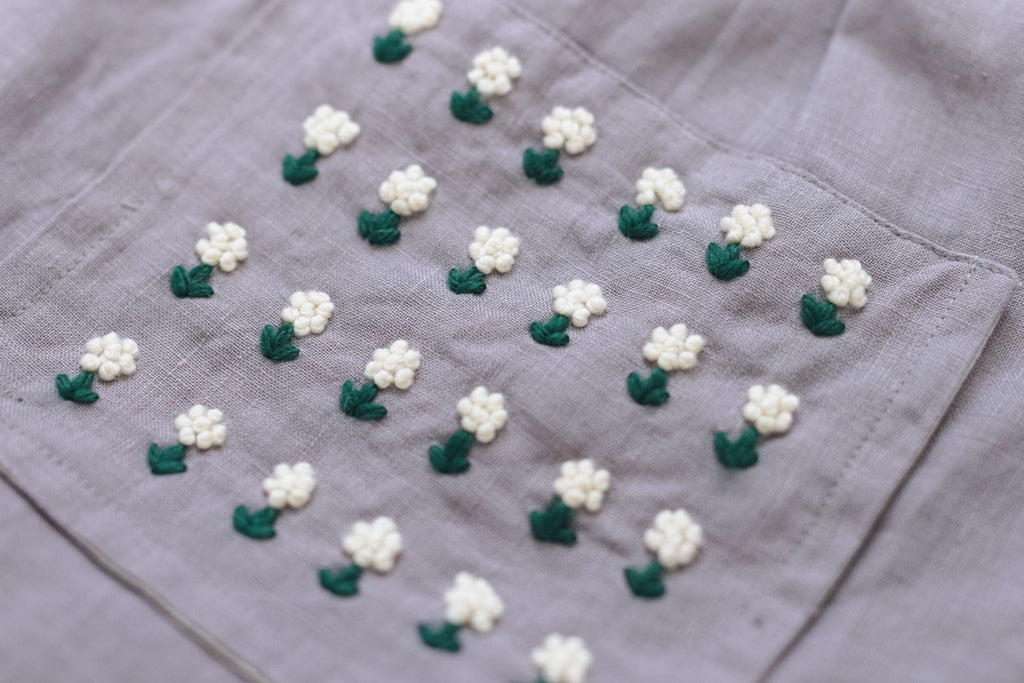 pot and tea リネン小花刺繍バッグ