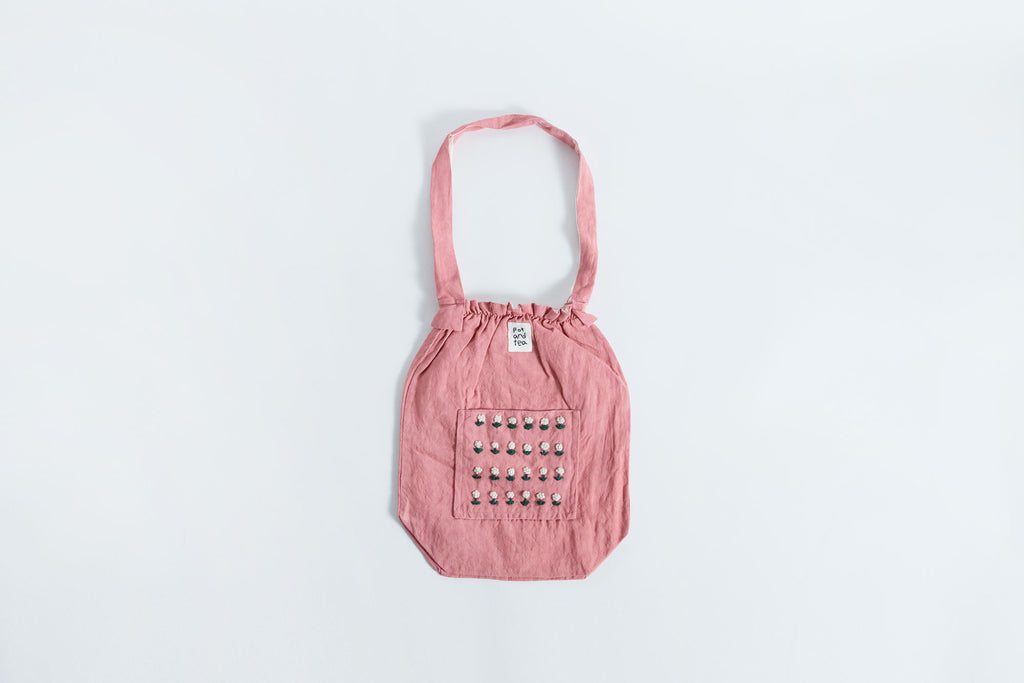 pot and tea リネン小花刺繍バッグ