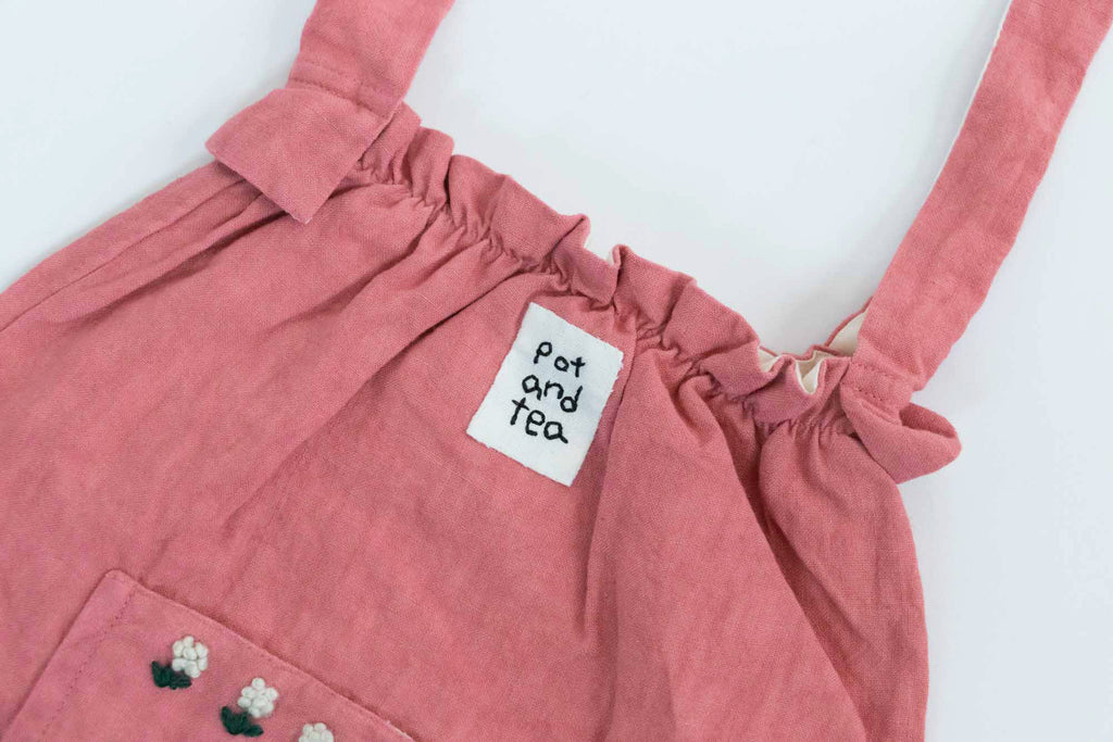 pot and tea リネン小花刺繍バッグ