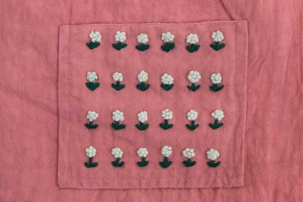 pot and tea リネン小花刺繍バッグ