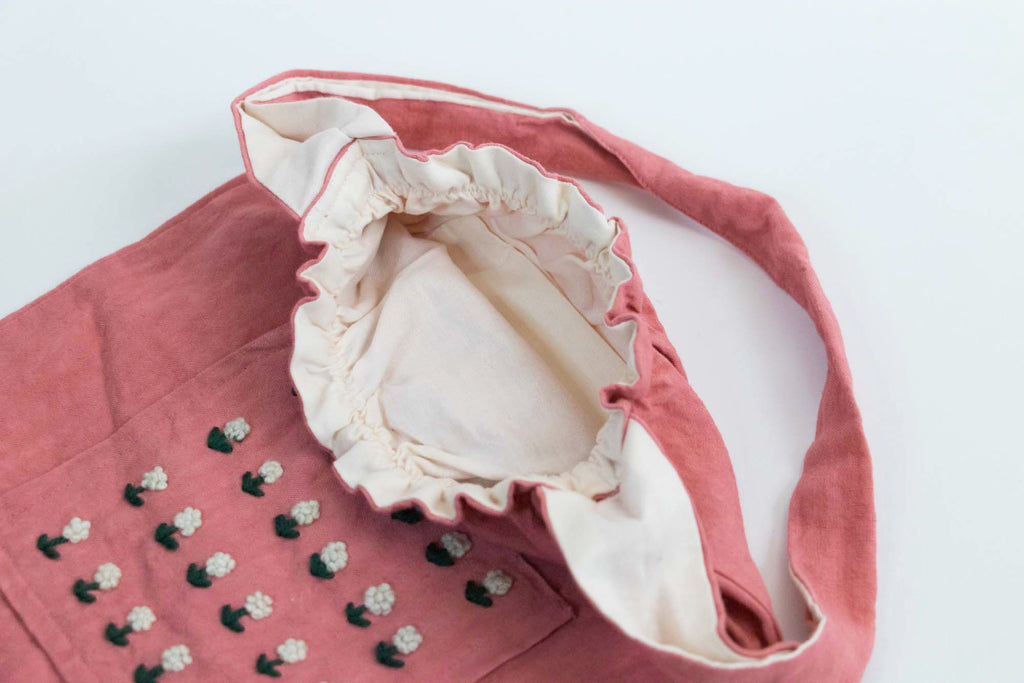 pot and tea リネン小花刺繍バッグ