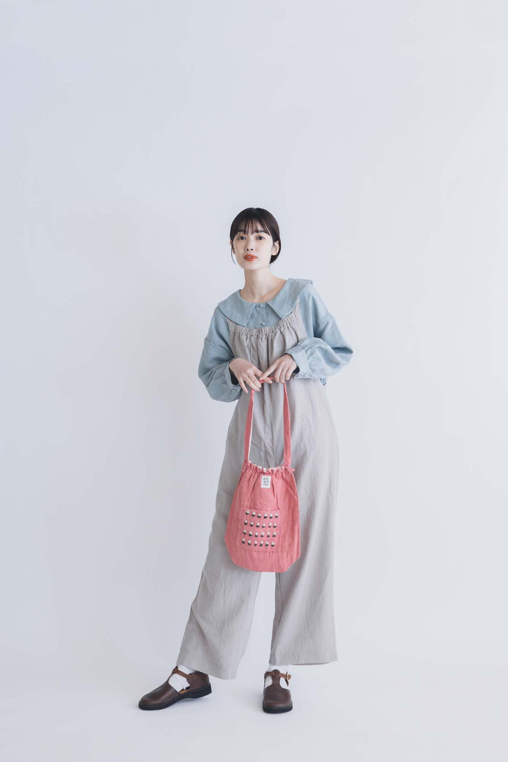 pot and tea リネン小花刺繍バッグ