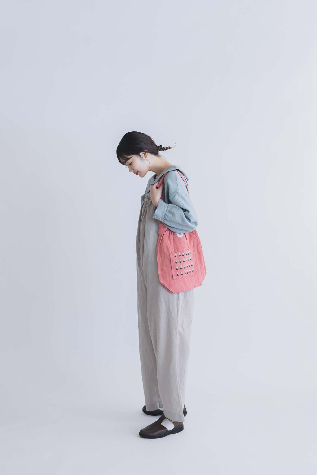 pot and tea リネン小花刺繍バッグ