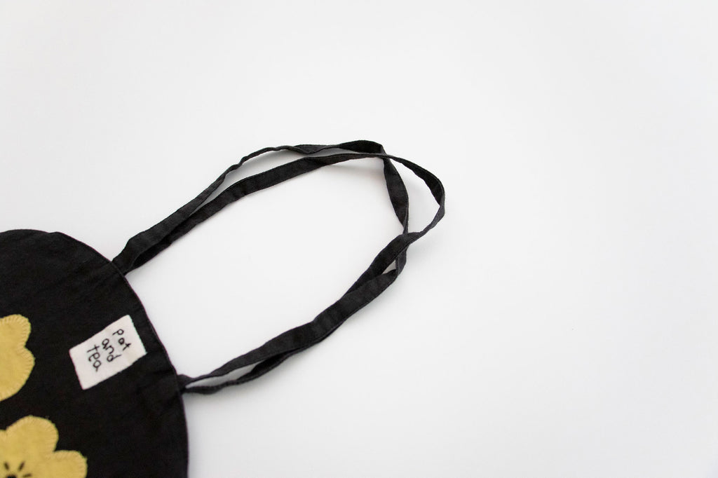 pot and tea 4つのお花バッグ 黒