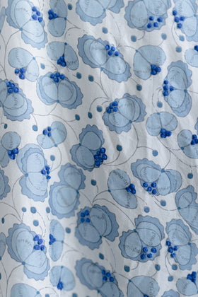 BUNON エンブロイダリーオーバーオール シルク ホワイト×ブルー