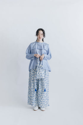 BUNON エンブロイダリードローストリングバッグ シルク