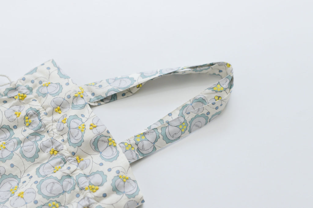 BUNON エンブロイダリードローストリングバッグ シルク