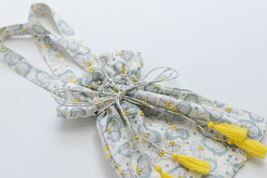 BUNON エンブロイダリードローストリングバッグ シルク