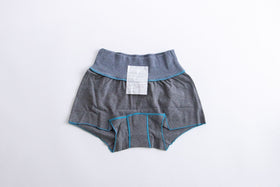 JUBAN DO ONI レディースボックスパンツ チャコール×ブルー