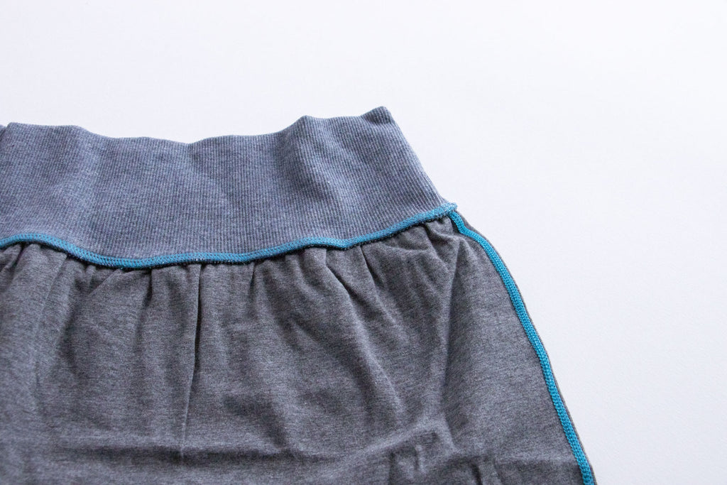JUBAN DO ONI レディースボックスパンツ チャコール×ブルー
