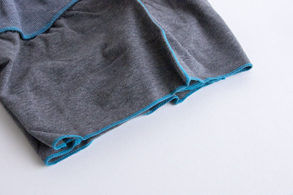 JUBAN DO ONI レディースボックスパンツ チャコール×ブルー