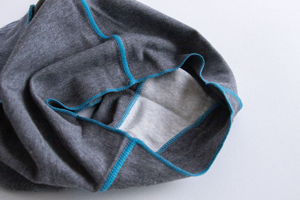 JUBAN DO ONI レディースボックスパンツ チャコール×ブルー