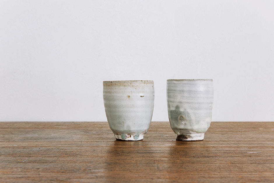 広川絵麻 つつ湯のみ 白 ほっそり