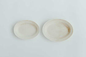 加藤かずみ 輪花オーバルプレート アイボリー