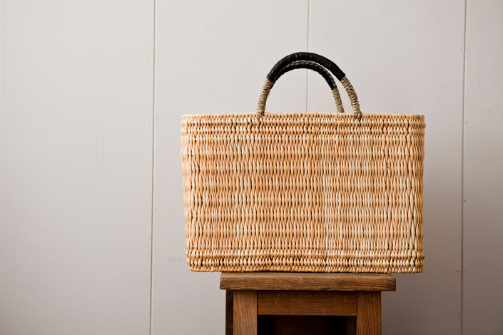 warang wayan ストローかごバッグ 深型 黒