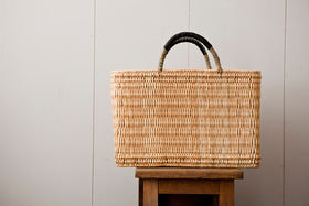 warang wayan ストローかごバッグ 深型 黒