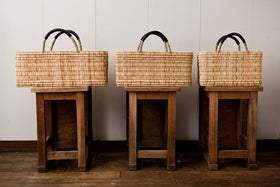 warang wayan ストローかごバッグ 浅型 黒