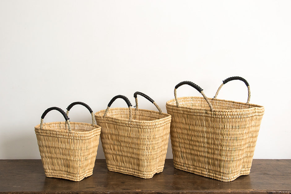 warang wayan ストローかごバッグ 台形 黒