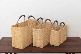 warang wayan ストローかごバッグ 深型 グレー