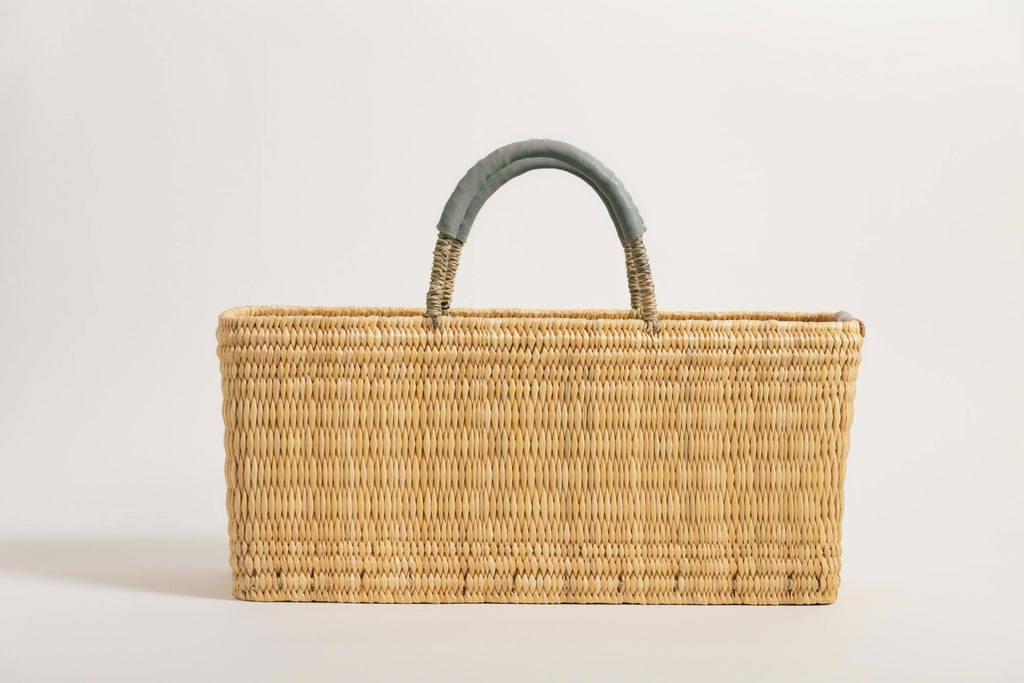 warang wayan ストローかごバッグ 浅型 グレー