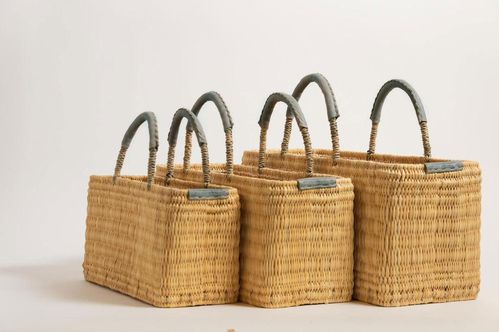 warang wayan ストローかごバッグ 浅型 グレー