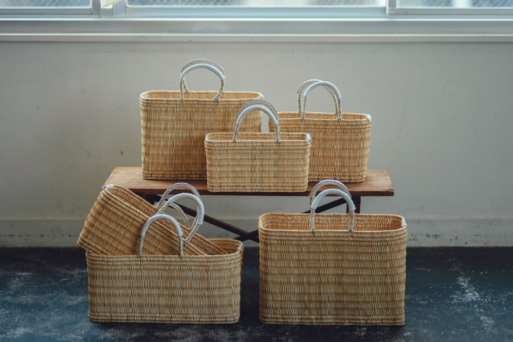 warang wayan ストローかごバッグ 浅型 ホワイト