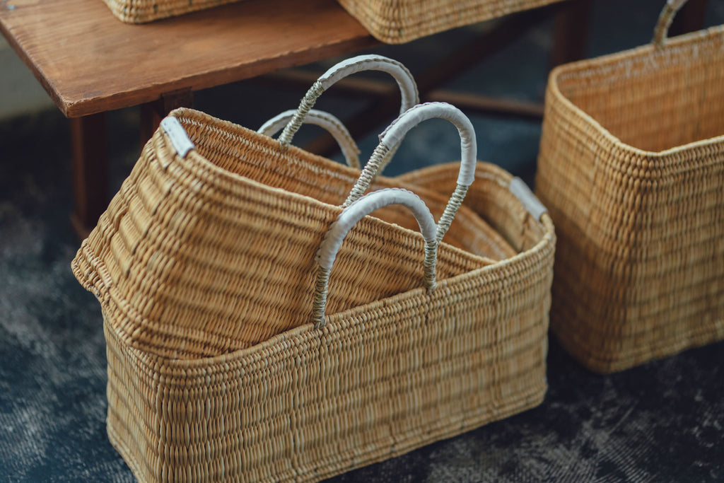 warang wayan ストローかごバッグ 浅型 ホワイト