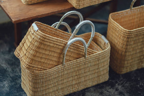 warang wayan ストローかごバッグ 浅型 ホワイト