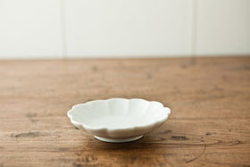 田村文宏 白磁輪花皿 4寸