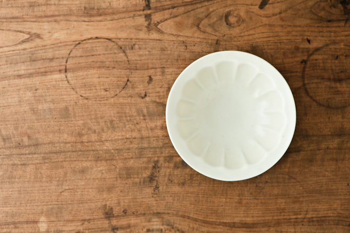 田村文宏 白磁輪花鉢 6寸