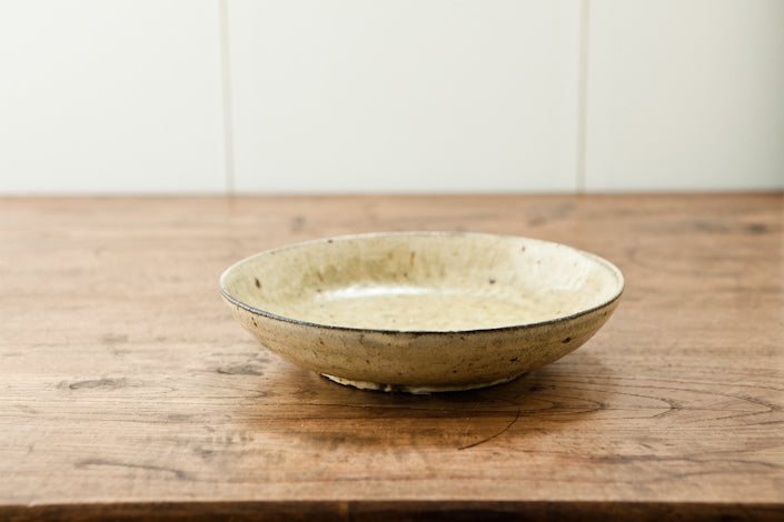 田村文宏 灰釉粉引深皿 7寸