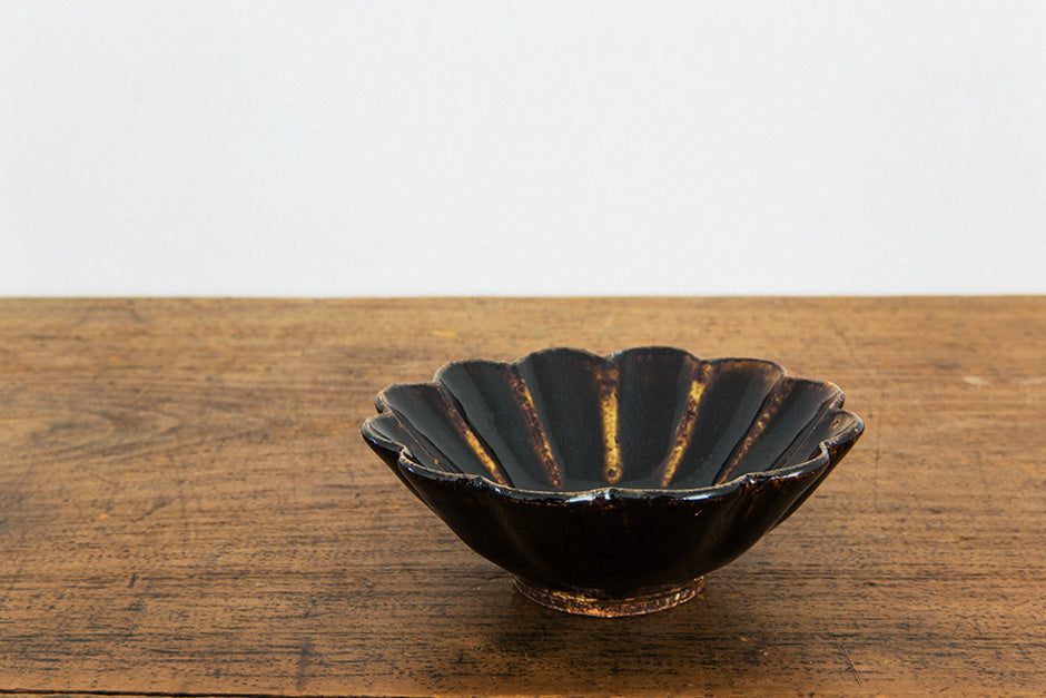 田村文宏 鉄釉印花小鉢