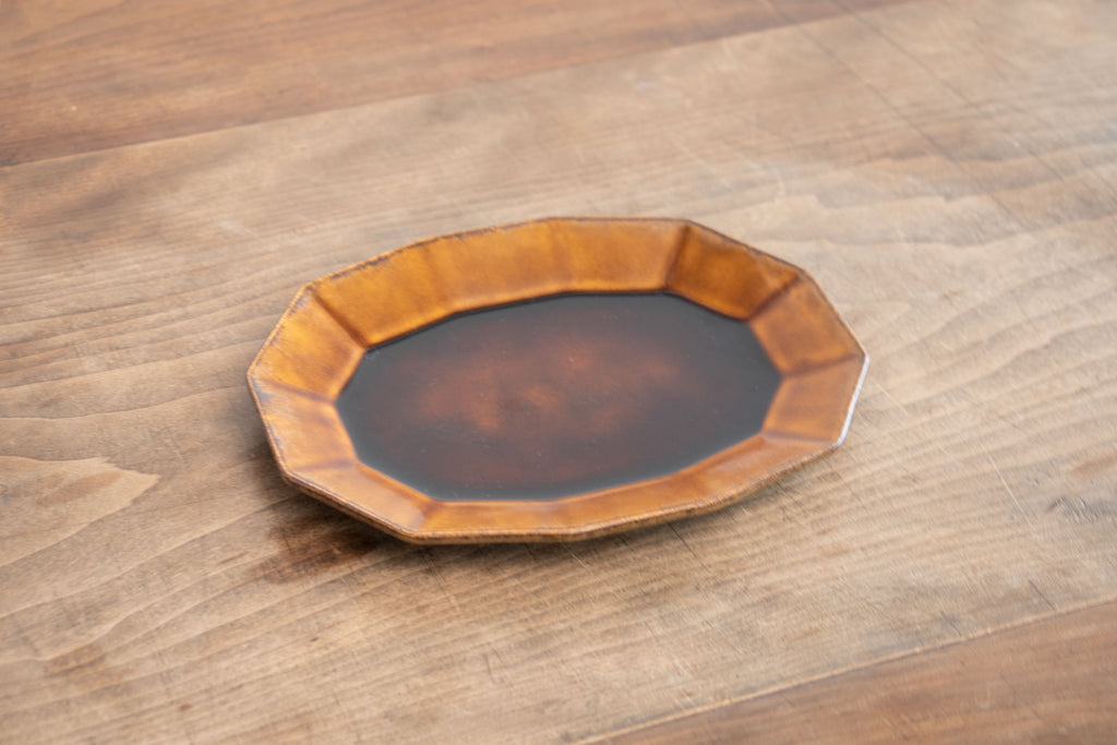 安齋新・厚子 飴釉楕円皿(中)