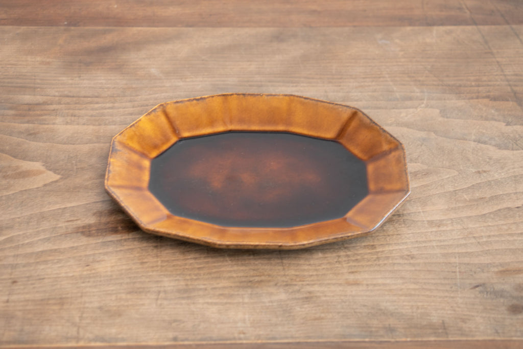 安齋新・厚子 飴釉楕円皿(中)