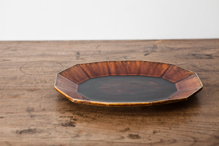 安齋新・厚子 飴釉楕円皿(大)