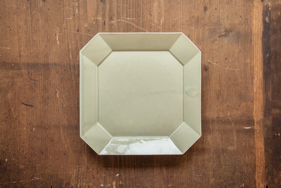 安齋新・厚子 青磁四方皿(大)