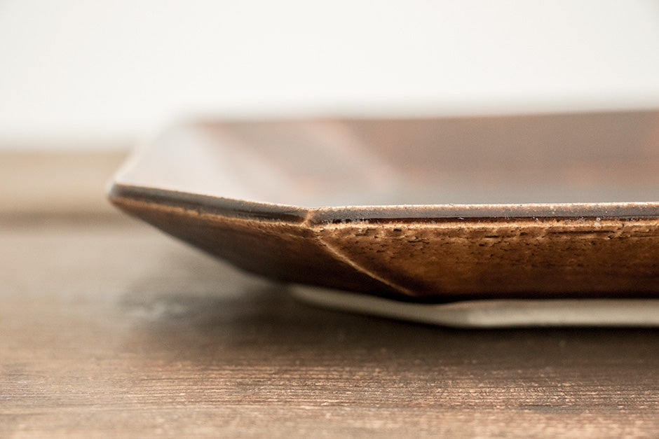 安齋新・厚子 飴釉四方皿(大)