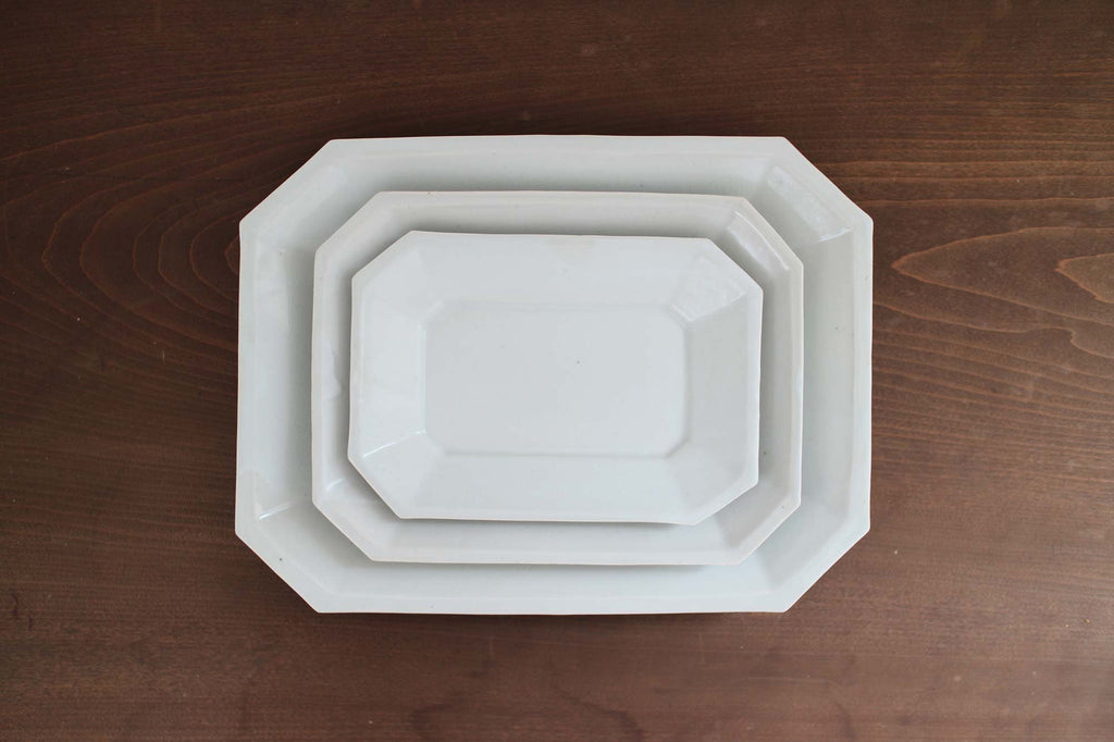 角田淳 すみ切り長方皿 灰釉