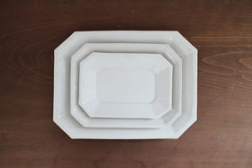 角田淳 すみ切り長方皿 灰釉