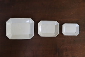 角田淳 すみ切り長方皿 灰釉