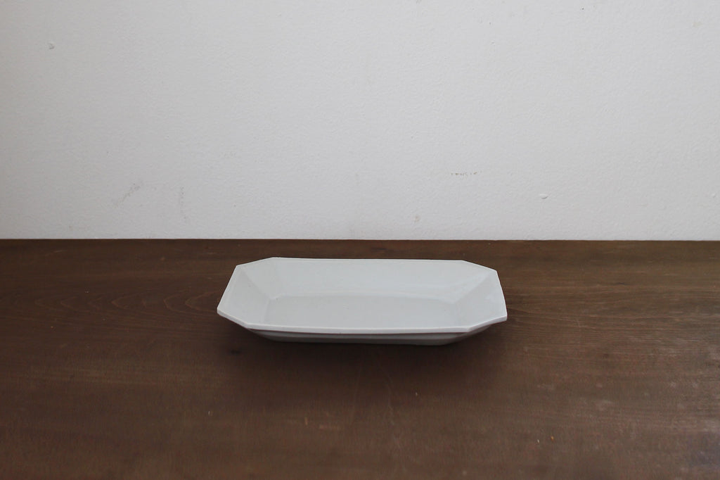 角田淳 すみ切り長方皿 灰釉