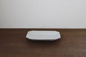 角田淳 すみ切り長方皿 灰釉