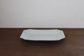 角田淳 すみ切り長方皿 灰釉