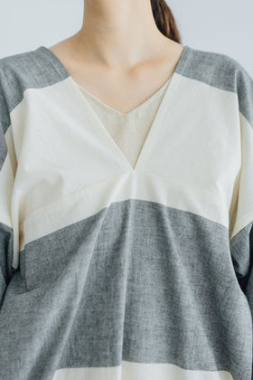 F/style 亀田縞のかっぽう着 (丈長め)