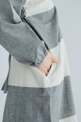 F/style 亀田縞のかっぽう着 (丈長め)