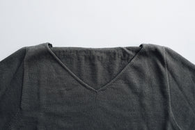 F/style 綿麻のニット編みカットソー Vネック(七分袖)