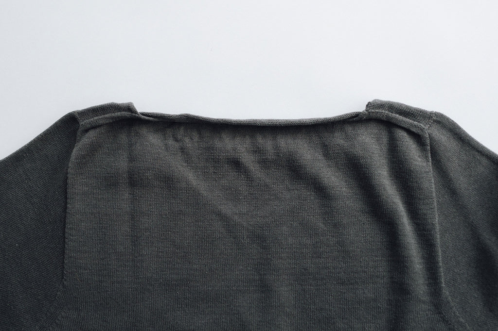 F/style 綿麻のニット編みカットソー Vネック(七分袖)