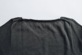 F/style 綿麻のニット編みカットソー Vネック(七分袖)